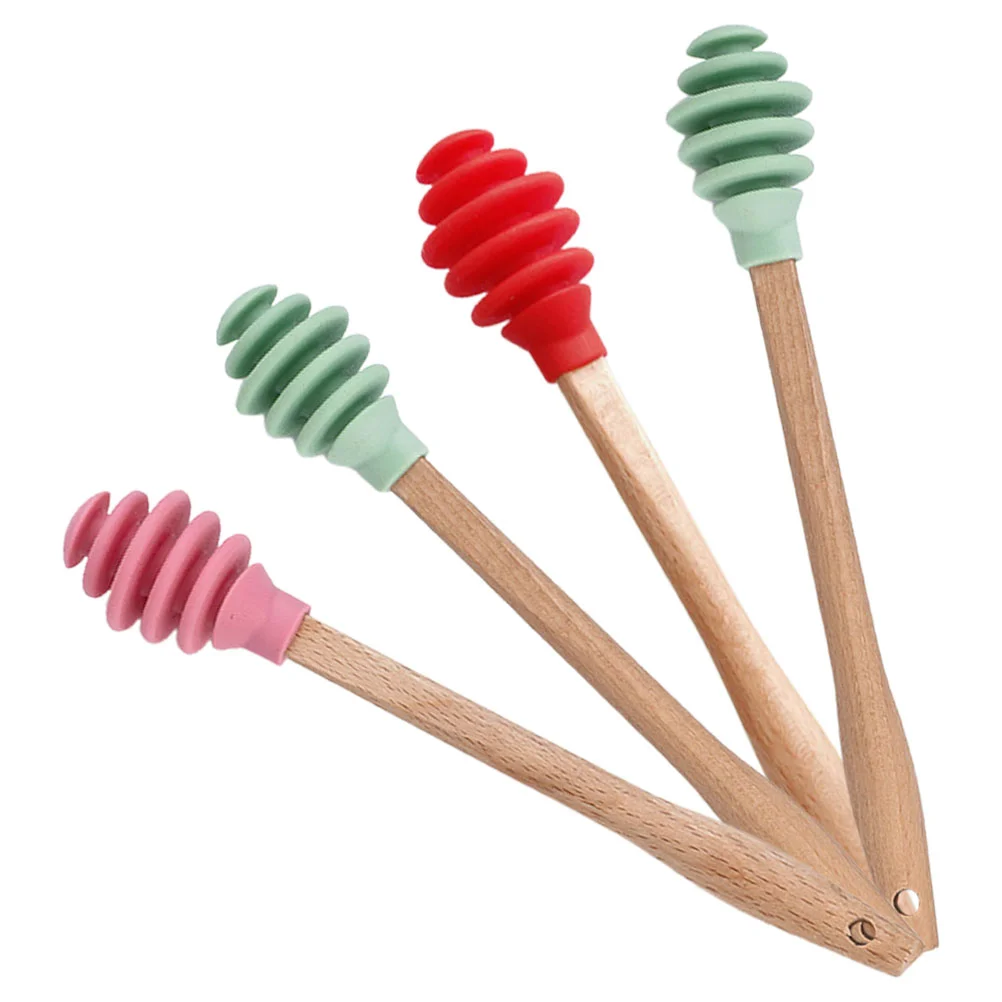 

Honey Stirrer Silicone Dispensing Dippers Jar Rods Teaspoon Spoons Mixing Sticks Stirrers