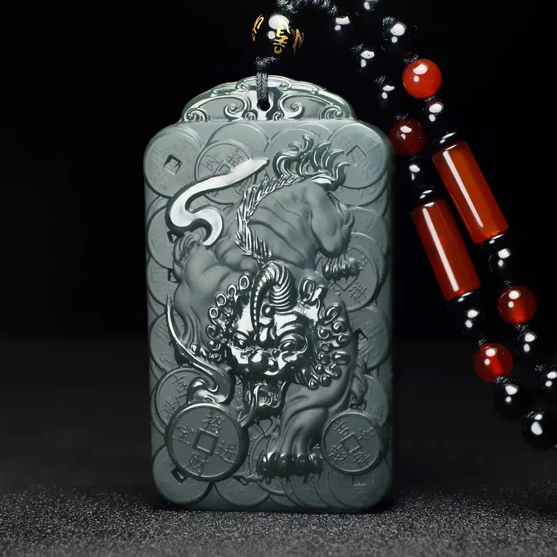 

Xinjiang Pixiu sapphire lucky Pixiu pendant men and women jade wealth pendant spiritual jewelry men necklace