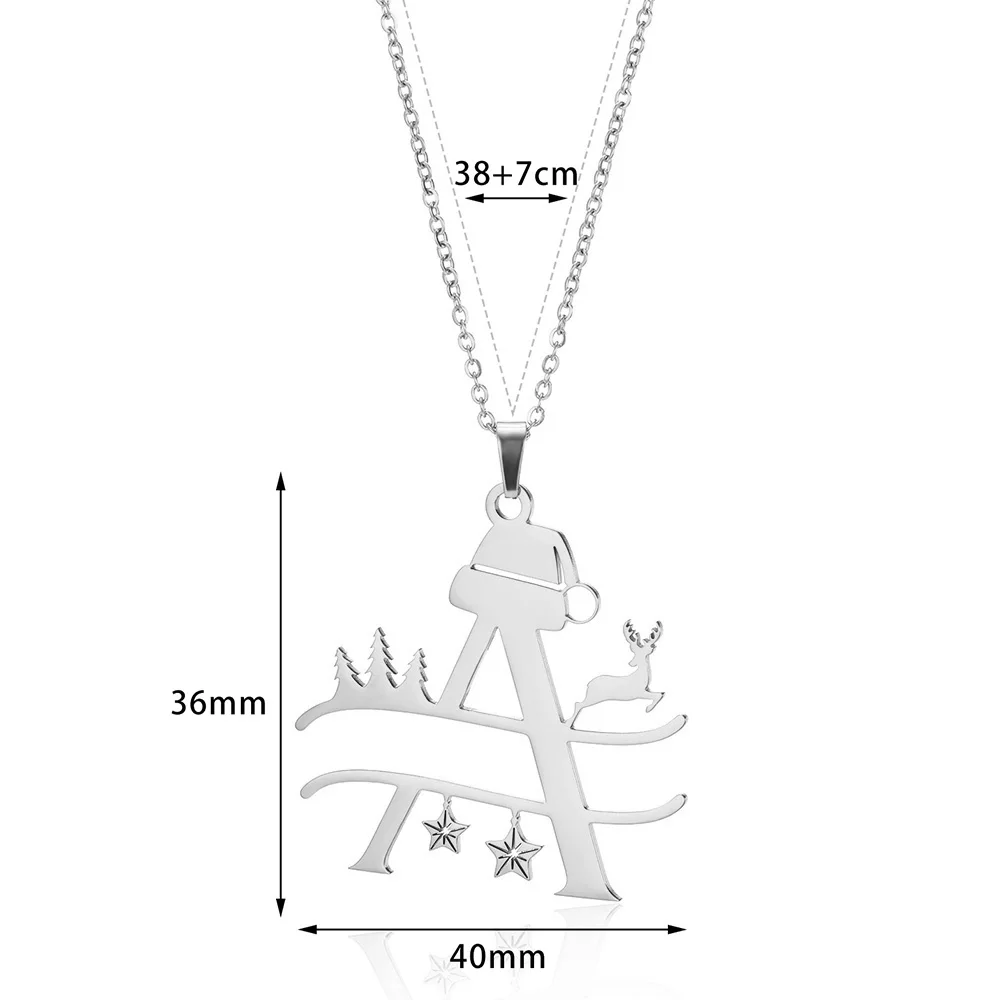 Initial A-Z Letter Necklaces For Women Silver Color Stainless Steel Pendant Necklaces Fashion Party Christmas Gift Wholesale