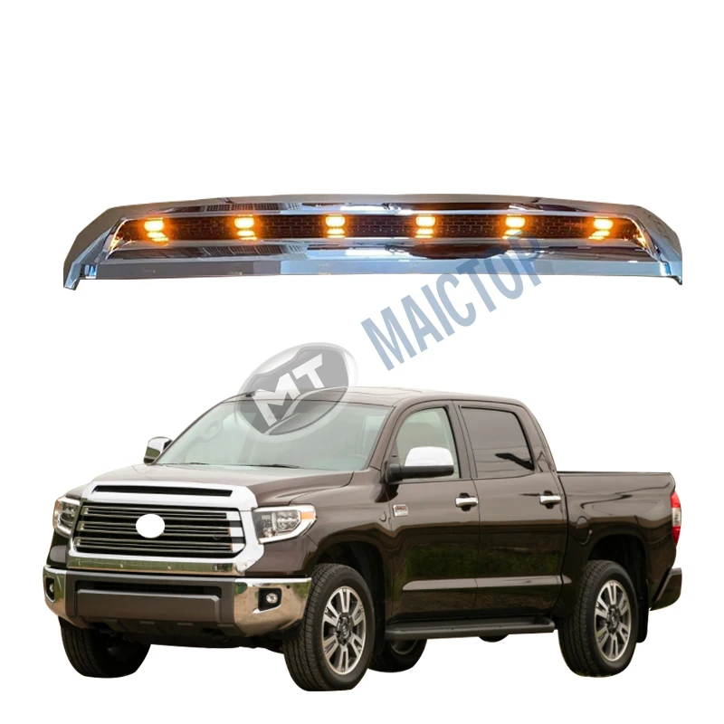 

Modification MAICTOP Front LED Light Mesh Grille Chrome Hood Vent 2014-2018 Tundra Car Accessories