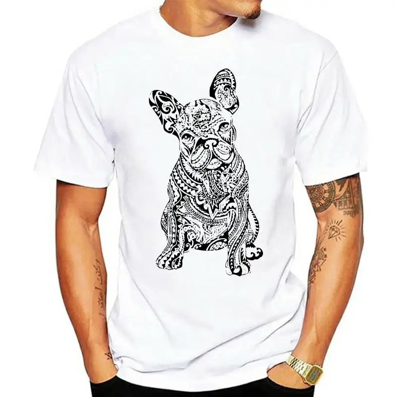 Men's Polynesian French Bulldog Dog Customized With Own Logo T Shirt Cotton Clothes Happy New Year Cool O Neck Oversized Tshirt