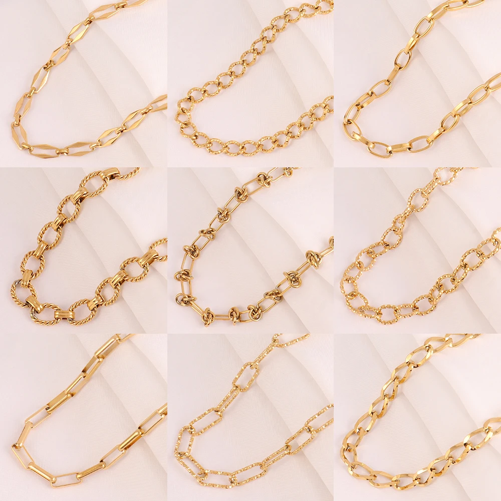 Naszyjnik ze stali nierdzewnej 316L złoty kolor gruby łańcuszek Choker naszyjniki dla kobiet naszyjnik biżuteria Boho kołnierz prezent hurtowo