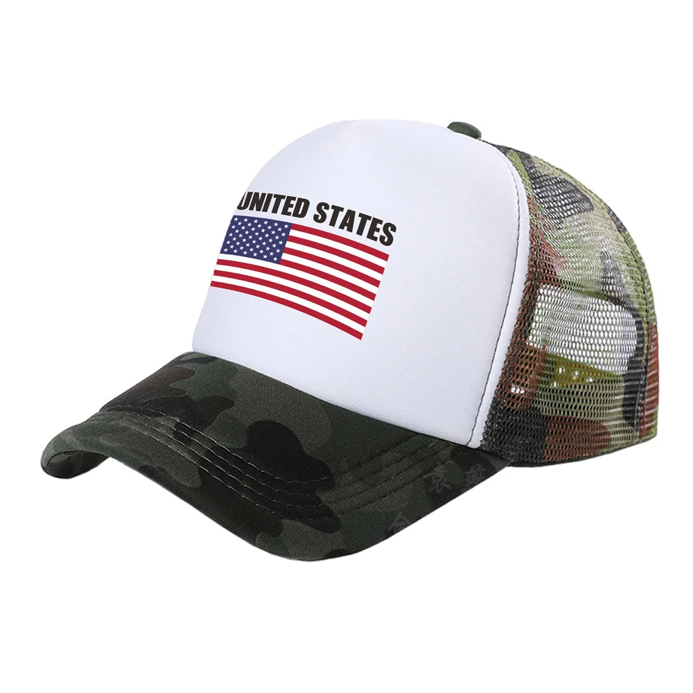 United States Trucker Cap Men Cool US USA American Hat Baseball Cap Cool Summer Unisex Mesh Net Caps