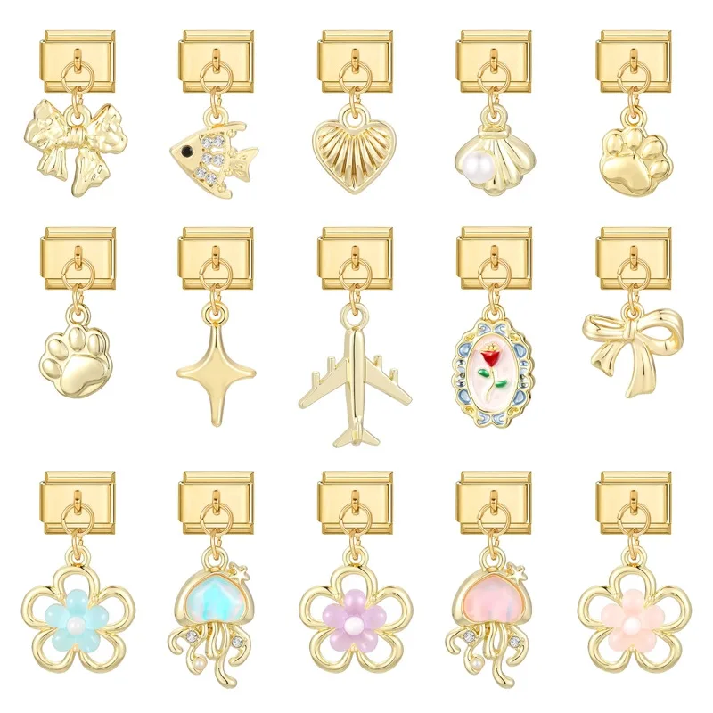 نجمة الكرز ذيل السمكة القمر القط باو قنديل البحر قلادة الإيطالية سحر ربط الفولاذ المقاوم للصدأ صالح 9 مللي متر سوار المرأة DIY بها بنفسك صنع المجوهرات #3