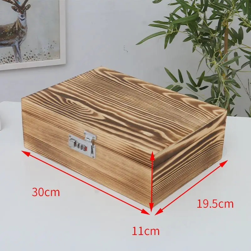 Minimalistische Effen Kleur Nieuwe Anti-Diefstal Flip Cover, Houten Wachtwoord Bestand, Sieraden Opslag Met Slot Mini Box