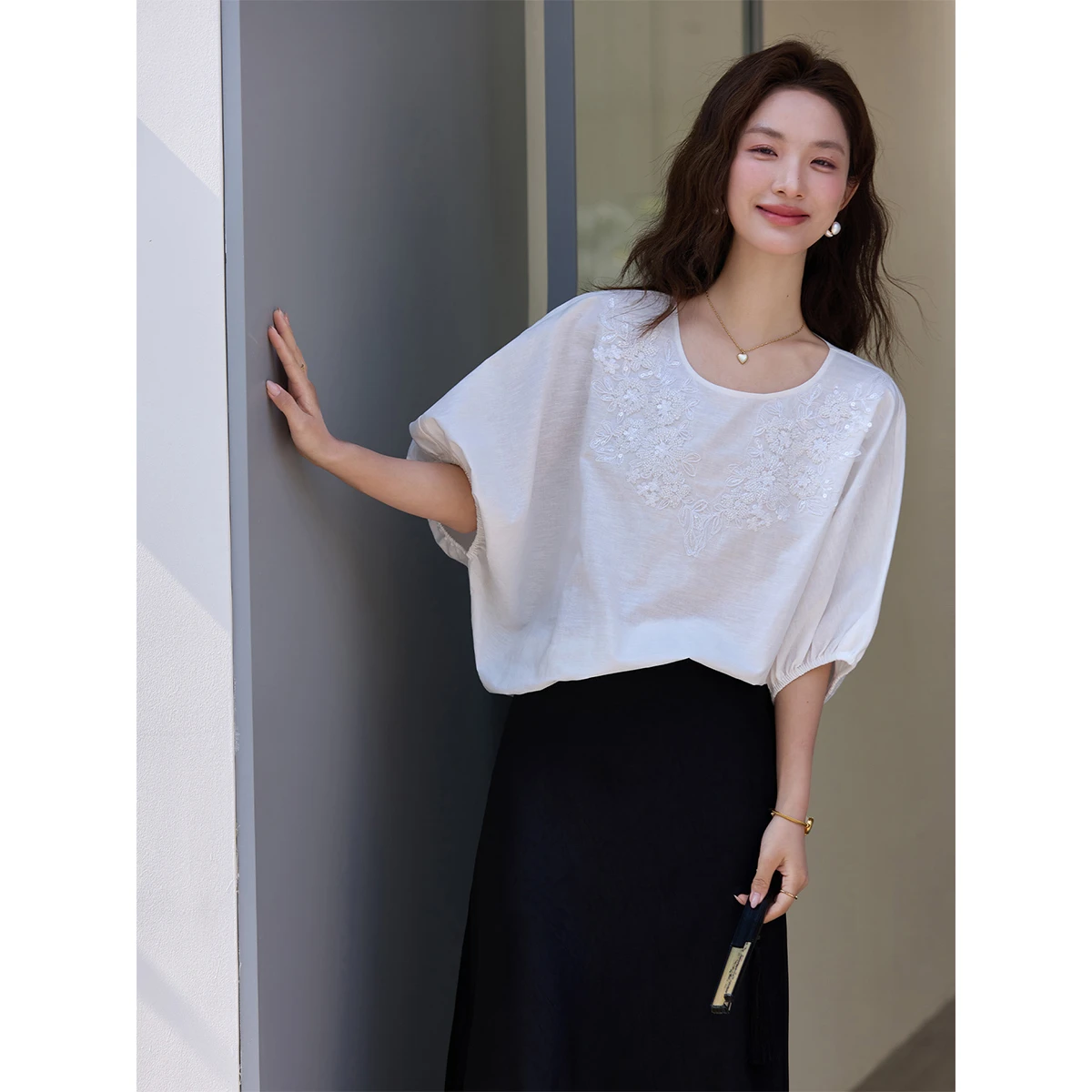 Blusa de Moda para Mujer VIMLY - Embroidery White reseña y precio