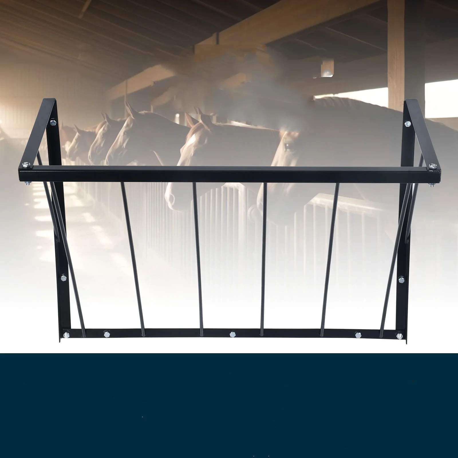 وحدة تغذية قش الحصان المثبتة على الحائط سعة 24 جالونًا لرف الفروسية ذو سعة كبيرة #6