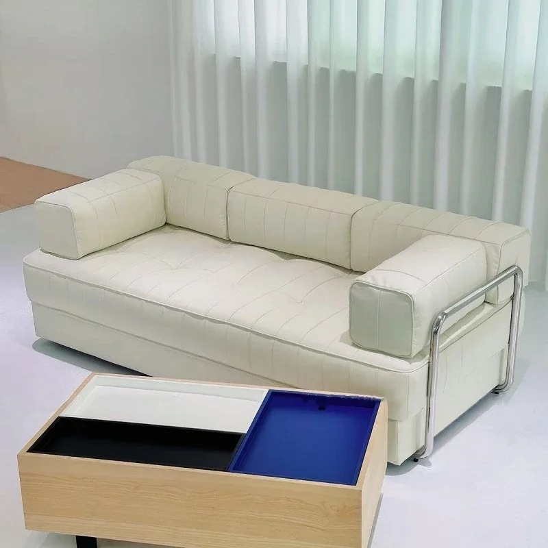 Cream retro style design minimalist style activity backrest three-person small apartment bed and breakfast apartment sofa