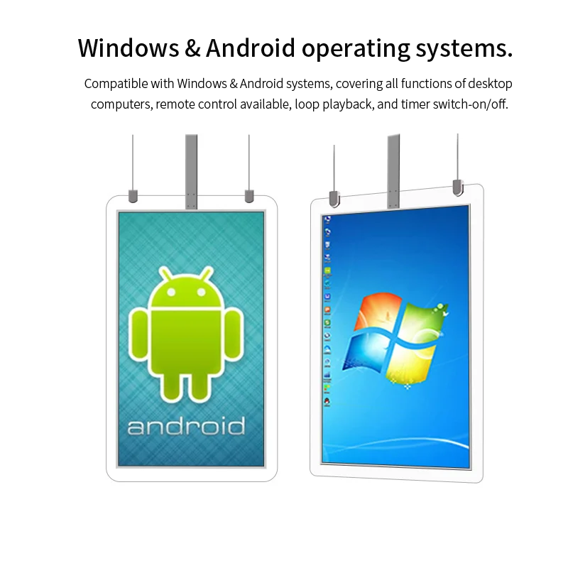 Para 43 49 55 Tela de publicidade digital ultra varejo de 65 polegadas com janela dupla face