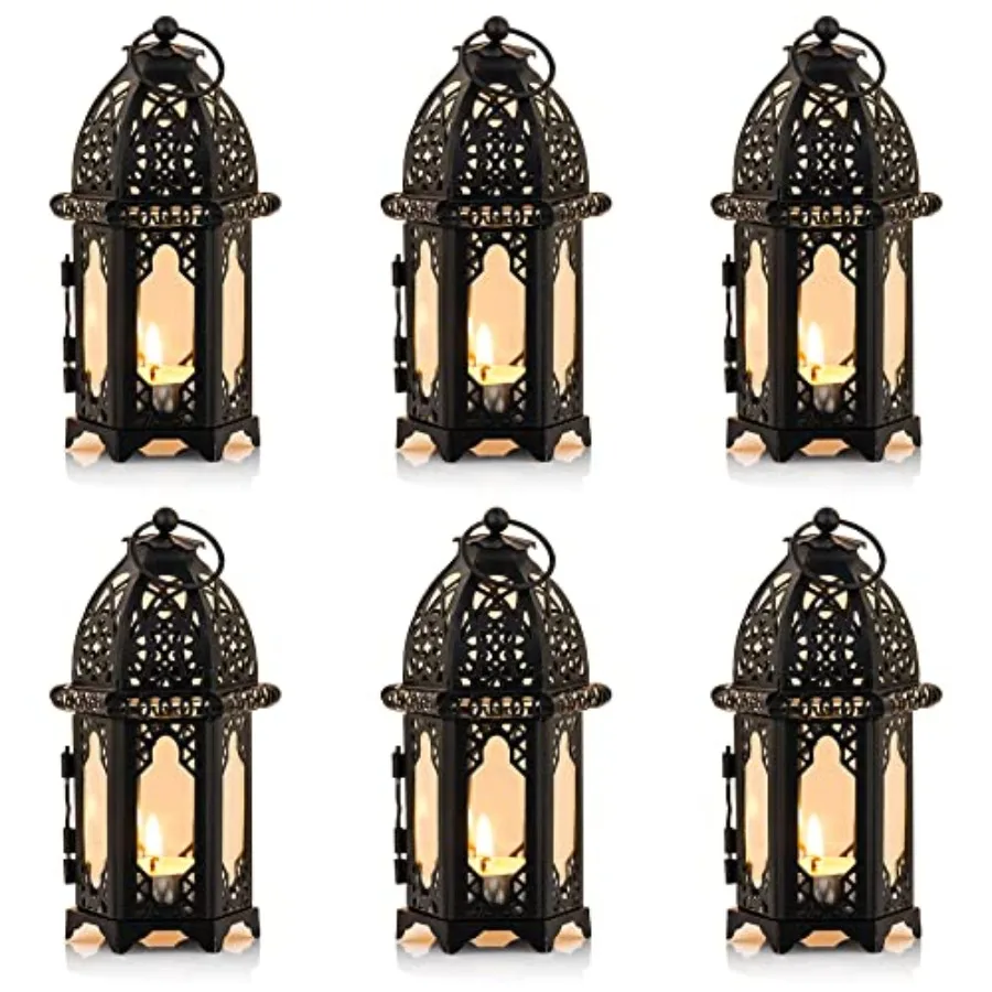 

Hanging Candle Holder Lantern Centerpiece Table/Hanging Glass Hexagon Moroccan Candle Lantern Holders