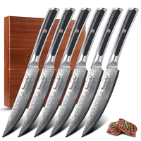 Sunnecko Utility Steak Knives High Quality VG10 Damascus Steel Table Meat Slicer Ultra Sharp Tableware Cutlery Tools G10 Handle