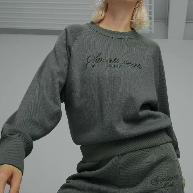 

Puma натуральный весенний новый женский спортивный свободный пуловер с круглым вырезом 626036-80