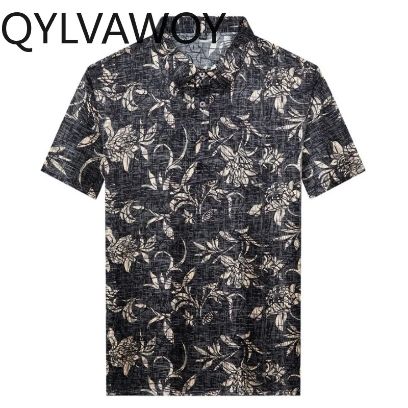 QYLVAWOY 90.8% Mulberry Silk Men's Polo Shirts Lapel Short Sleeve Shirt Summer Tops Man T Shirt  Polos De Hombre Fashion Clothes