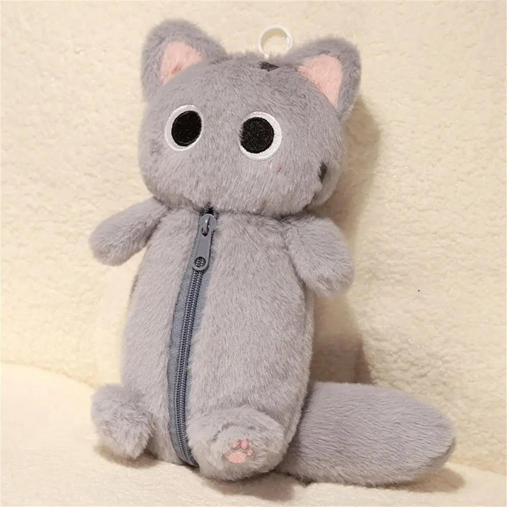 Imagem -03 - Estojo de Lápis Siamese Cat Plush Pen Storage Bolsa Bolsa de Papelaria de Grande Capacidade Design Bonito Boneca dos Desenhos Animados