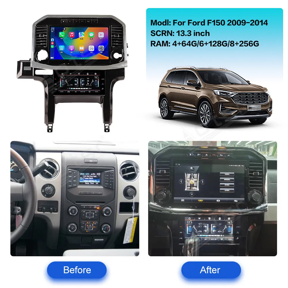 13.3''Android For Ford Raptor F150 2009-2014 Car accessories Carplay Multimedia Player GPS Navigation Auto Stereo Radio HeadUnit