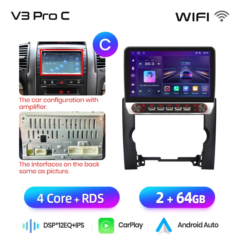 Junsun 13.1″ QLED draadloze CarPlay Android Auto autoradio voor Kia Sorento 2 XM 2009-2012 Intelligente systemen DSP SWC RDS GPS FM