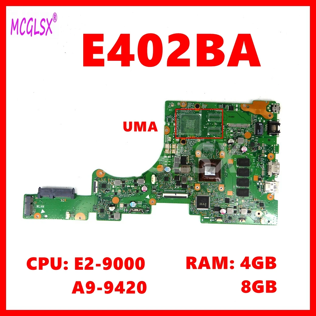 E402BA Mainboard For ASUS E402BA L402BA X402BP F402BA E402BP F402BP L402BP X402BA Laptop Motherboard with E2 A9 CPU 4GB 8GB-RAM