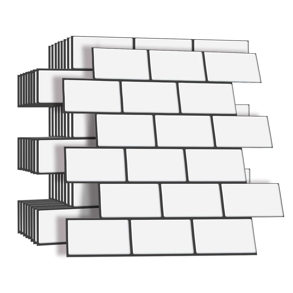 3d Brick Vinyl Wallpaper Subway Wall Stickers Peel and Stick Bathroom Kitchen Backsplash Wall Decals 10 Sheets