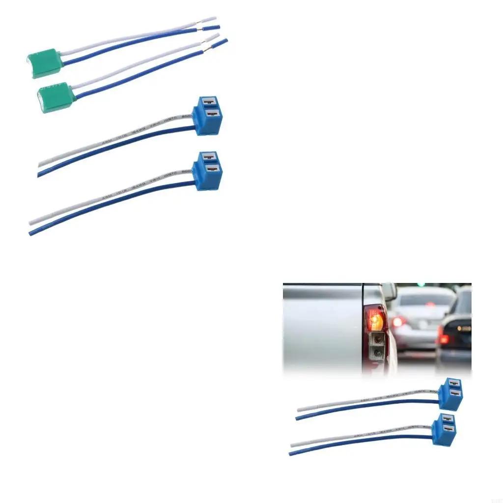 2Pcs H7 Headlight Ceramic Bulb Holder Extension Automotive Wire Halogen Socket