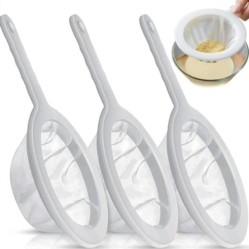 100/200/400 Mesh Kitchen Nut Milk Filter Ultra-fine Mesh Strainer Nylon Mesh Filter Spoon for Soy Milk Coffee Yogurt Strainers