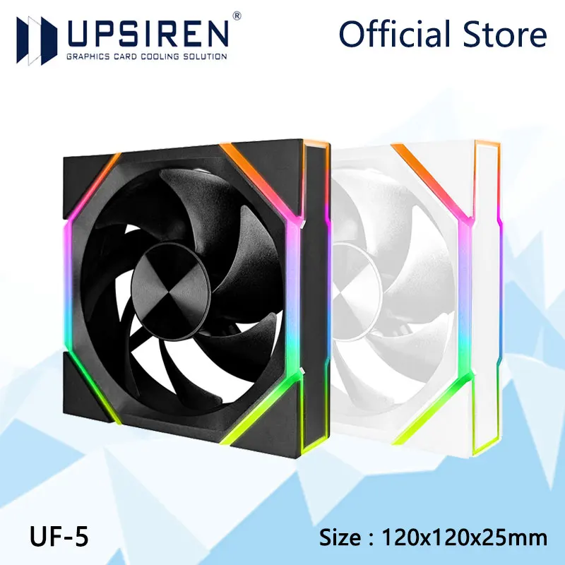 UPSIREN UF-5  ARGB Computer Case Cooling Fan,High wind pressure and low noise/800~2000RPM/5V 3PIN ARGB/12V 4PIN PWM interface
