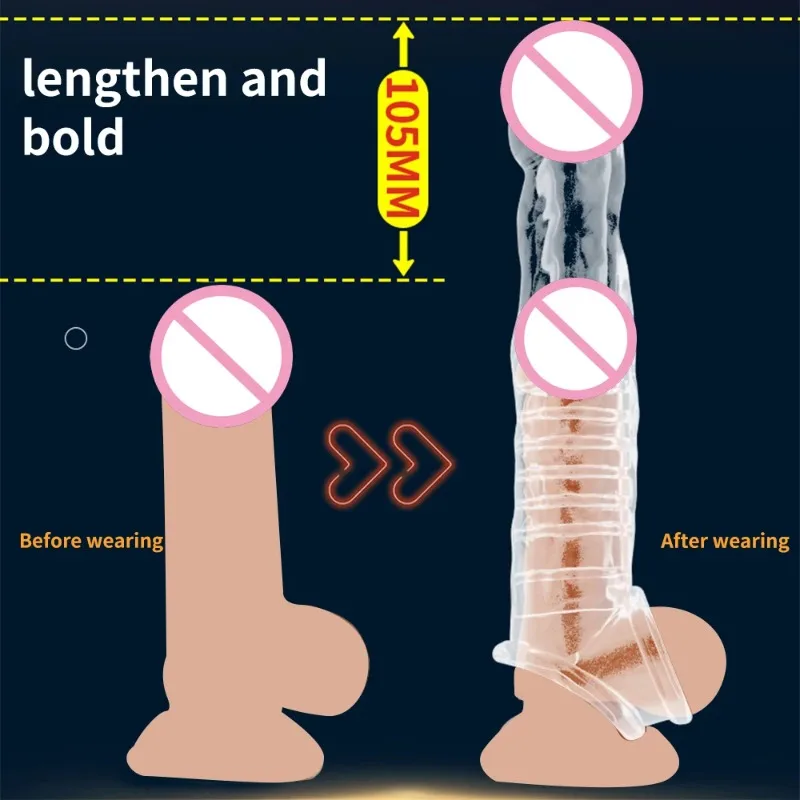 الواقي الذكري القابل لإعادة الاستخدام تمديد القضيب كم تأخير القذف غطاء القضيب القضيب موسع هزاز الجنس لعب للرجال الكبار المنتجات #2