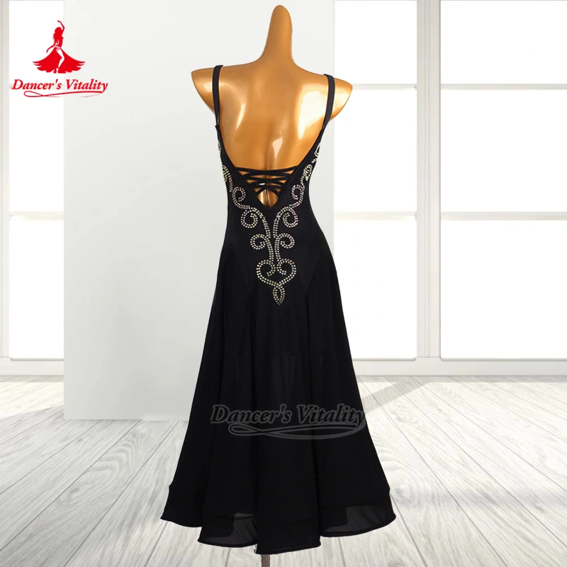 社交ダンス ノースリーブ バックレス トレーニング パフォーマンス モダン ドレス 大人用 フォックストロット ワルツ 衣装 カスタマイズ ダンサーの活力