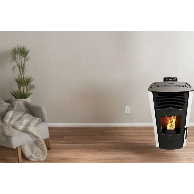 HP50S Small Wood Pellet Stove Compact Heats 2,200 ft² 47 lb Hopper Arctic White