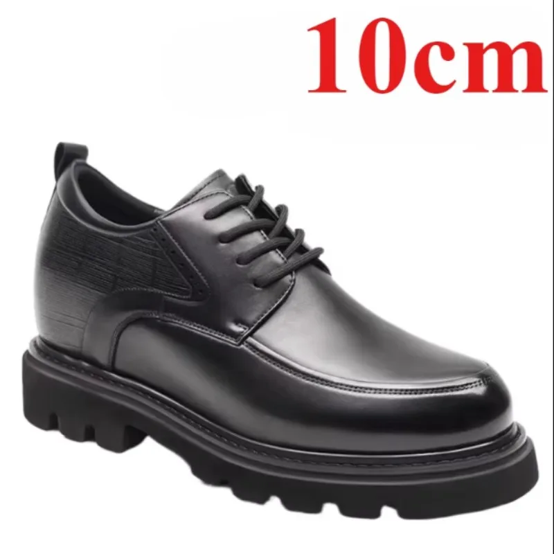 Men's Dress Shoes 13cm Genuine Leather Thick Bottom Lightweight Comfortable Elevated Shoe Male Height Increasing Derby Shoes for