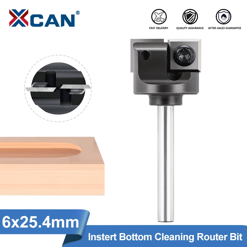 

XCAN CNC Spoilboard Surfacing Router Bit 6mm Shank Dia 25.4mm Carbide Instert Bottom Cleaning Router Bit Wood Milling Cutter