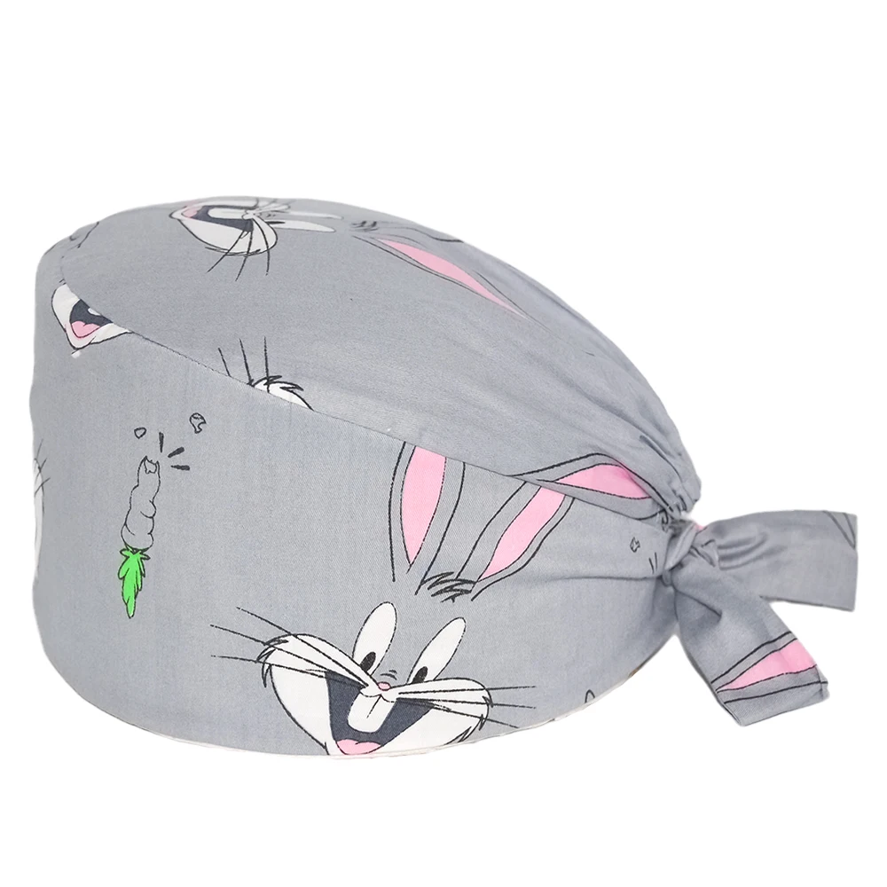Czapka unisex do sali operacyjnej unisex czapki do szorowania zębów bawełniany nadruk kapelusz szpitalny dla mężczyzn kobiety pielęgniarstwo medyczna czapka chirurgiczna