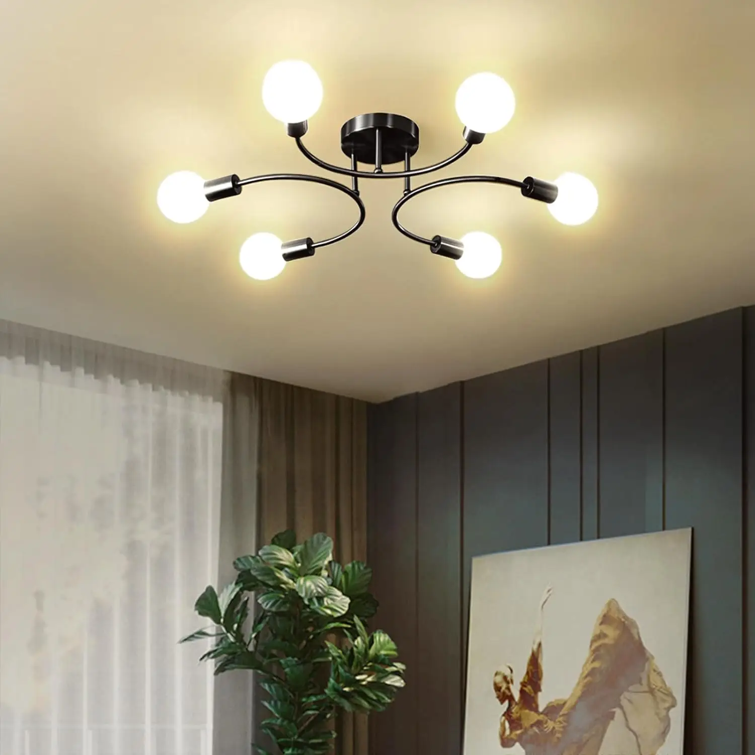 Nordic Modern Golden Ceiling Light 4/6/8 Heads Ceiling Lamp For Living Room Dining Bedroom Restaurant Entrance Aisle Hotel Lamp