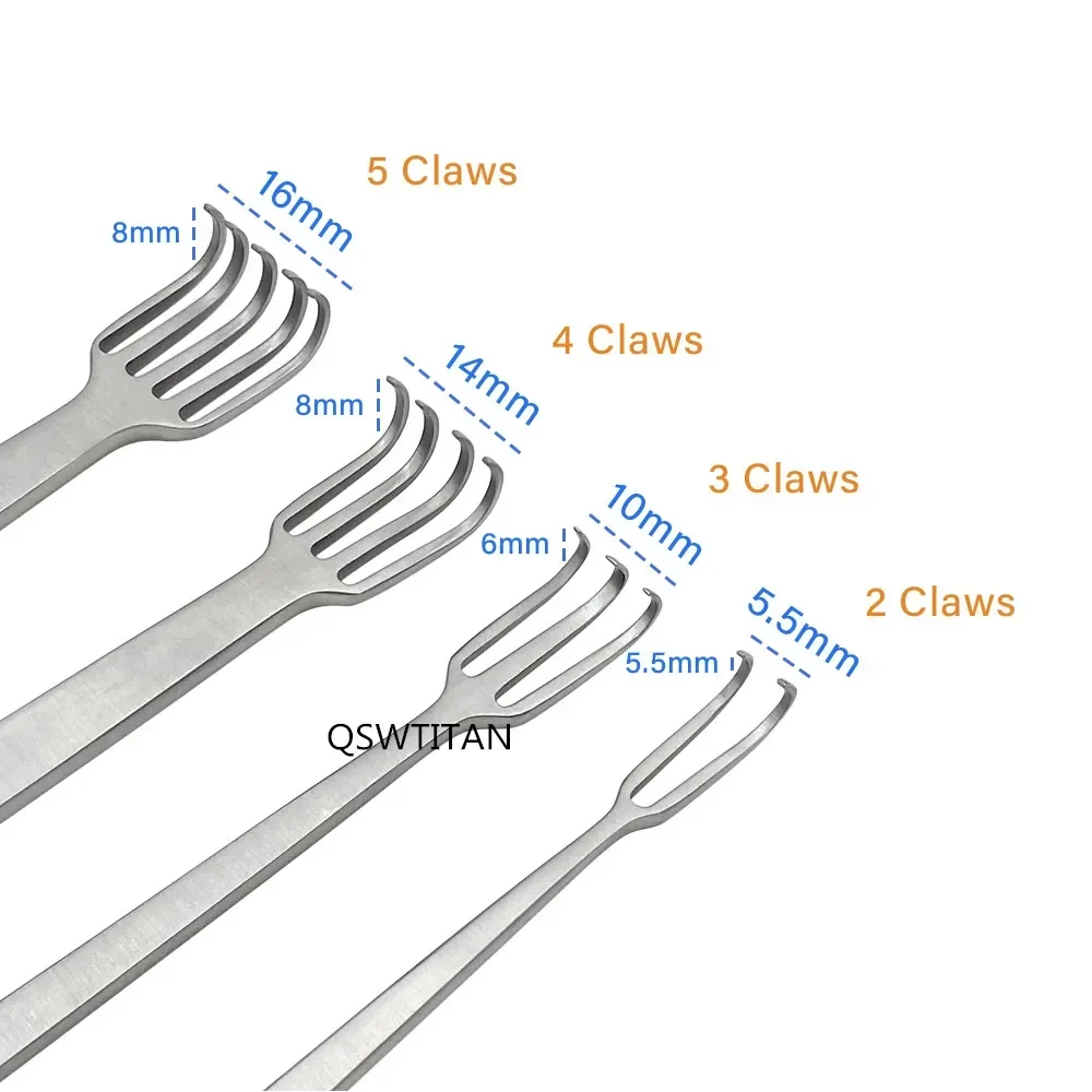QSWTITAN Muscle Pulling Hooks Soft Tissue Retractor Stainless Steel Wound Pulling Hooks