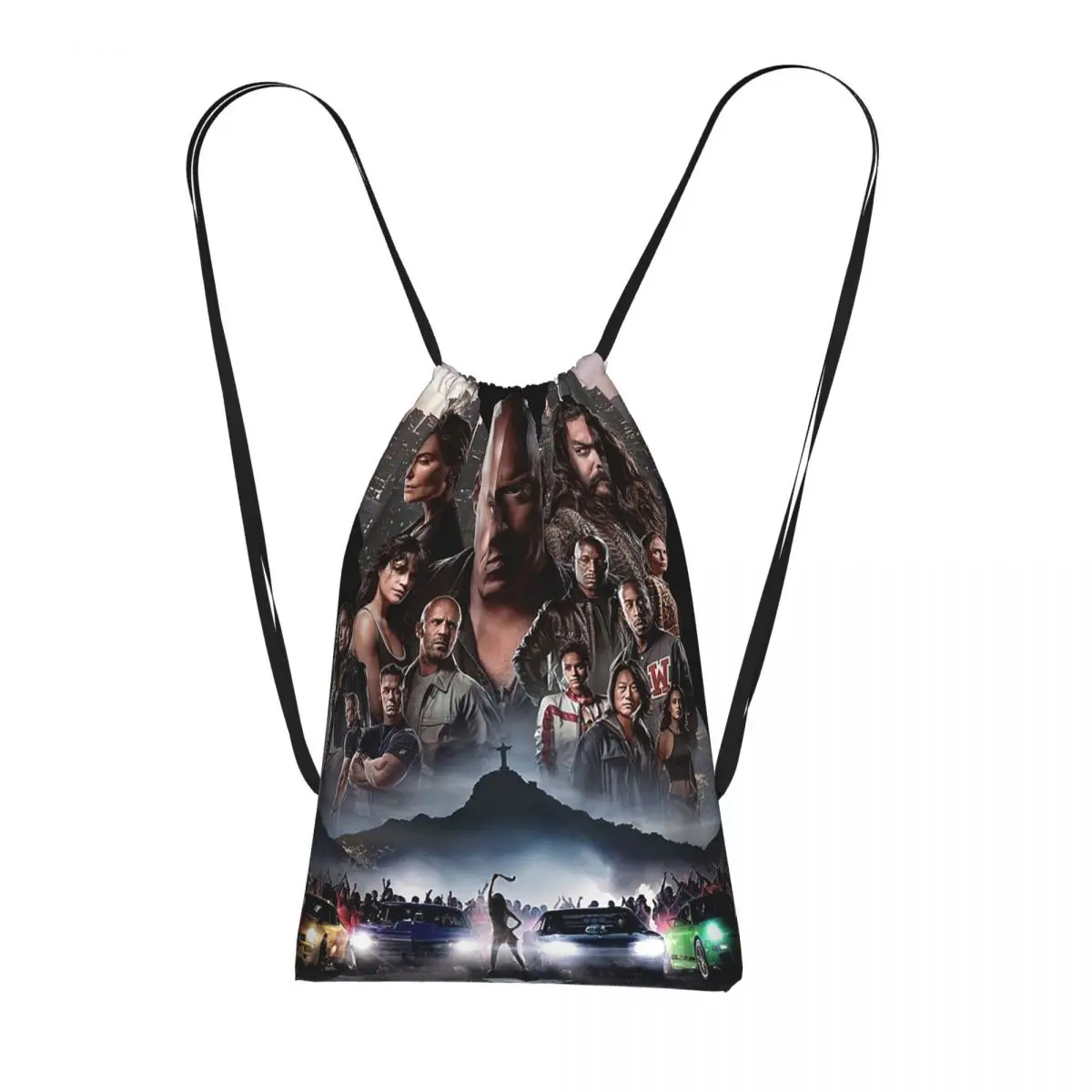 Fast And Furious Movie Vintage Poster Backpacks Casual Drawstring Bundle Pocket Sports Bag Book Bags for Man Woman Students