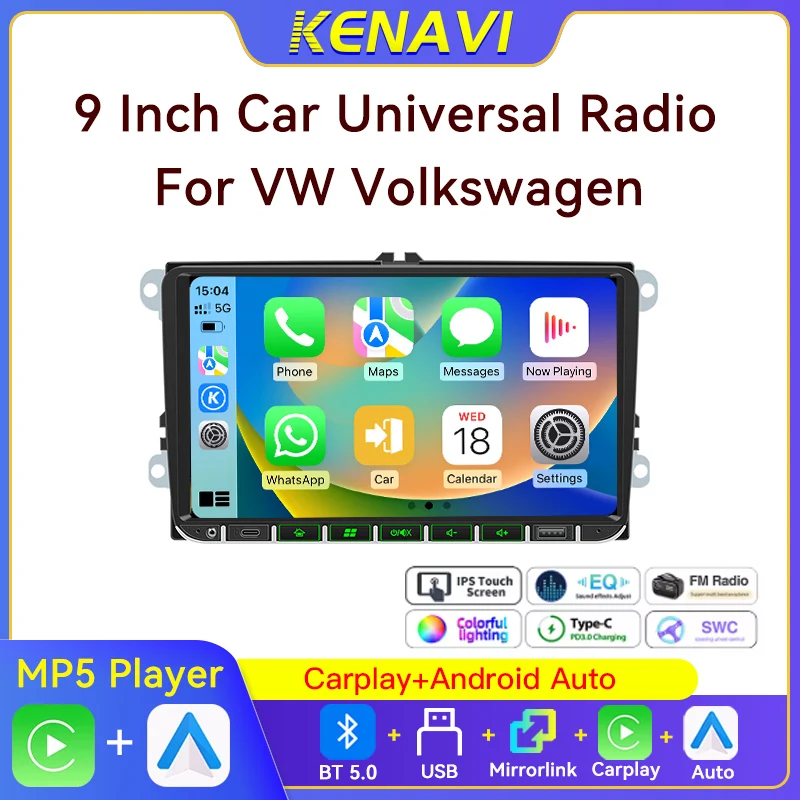 Car Stereo Radio For VW Golf Passat Jetta Skoda Seat Sharan Wireless Carplay Android Auto BT SWC MP5 Multimedia Player Head Unit