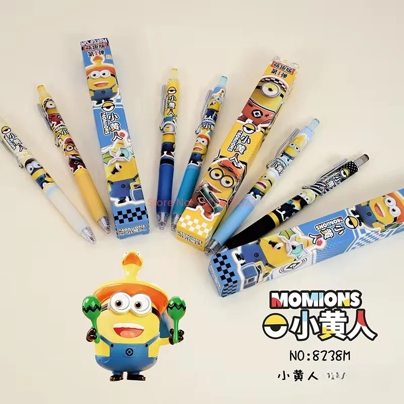 6/24pcs Despicable Me 4 Minions Gel Pen Cartoon Cute Signature Pens Individually Packaged Press Pen Student Stationery Wholesale