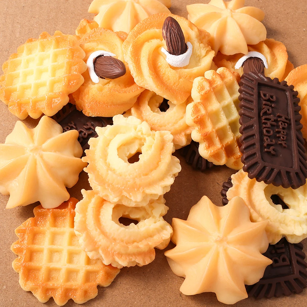 4pcs Simulation Cookies Waffle Charms for DIY Jewelry Making