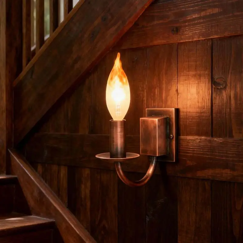 Vintage copper wall sconce fixtures for Hotel project decor LED Staircase Light Candle-style Wall Lamp Dining Room Light
