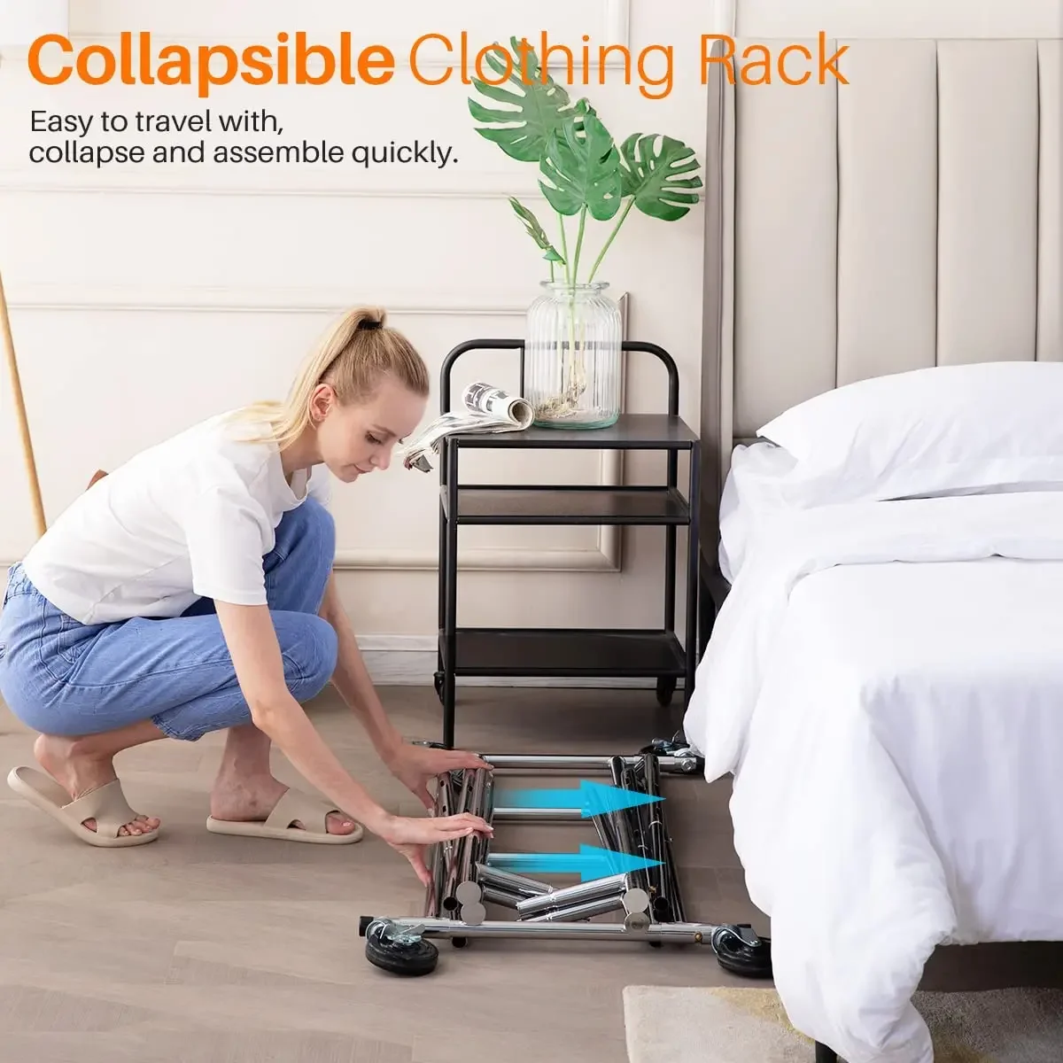 factory customize rolling clothes rack garment rack for hanging clothes bags with wheels adjustable clothes display organizer