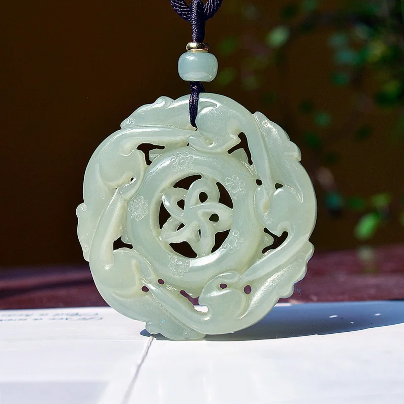Exquisite Hotan Jade Qinghai Material Five Rats Fortune Pendant, Ethnic Style, Fashionable and Versatile