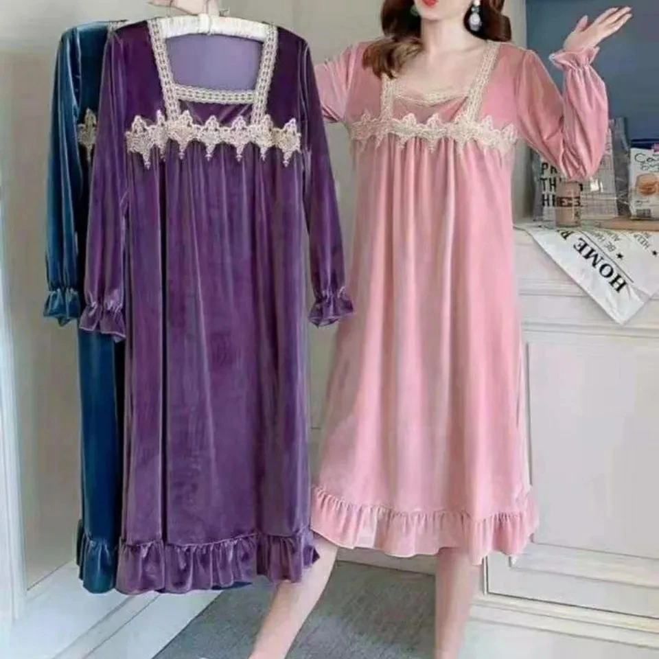 Pyjama de Style Japonais en Velours localité pour Femme, Robe Kimono Sexy, Col en V, Vêtements de Nuit en Dentelle, 2 Pièces Imbibées, 3CPS