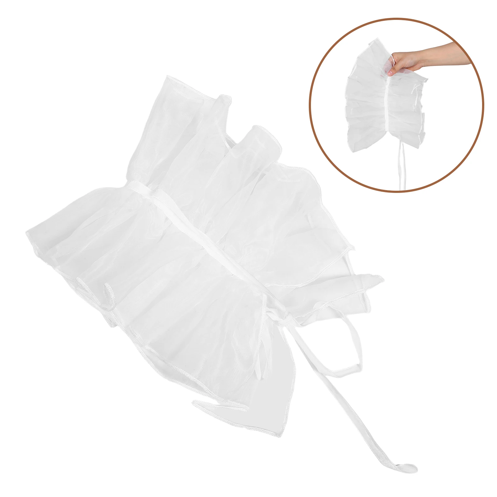 

Vintage Ruffled Detachable Elegant Faux Shirt Pleated Design Warmth Protection French Inspired Fake Lace Neckwear For