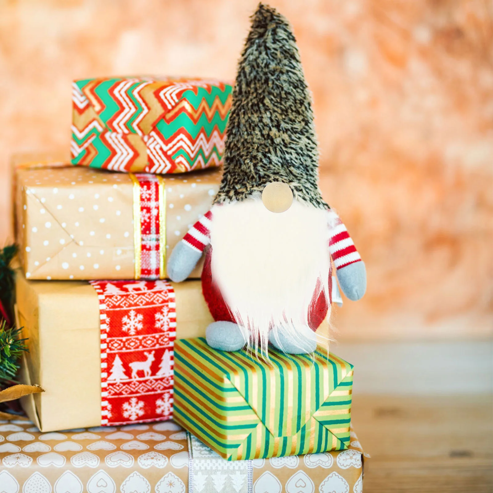 1 مجموعة عيد الميلاد وسادة الديكور فو مربع النسيج كرات الخشب لوازم الحرفية DIY بها بنفسك جنوم صنع الخياطة جنوم اللحى عدة