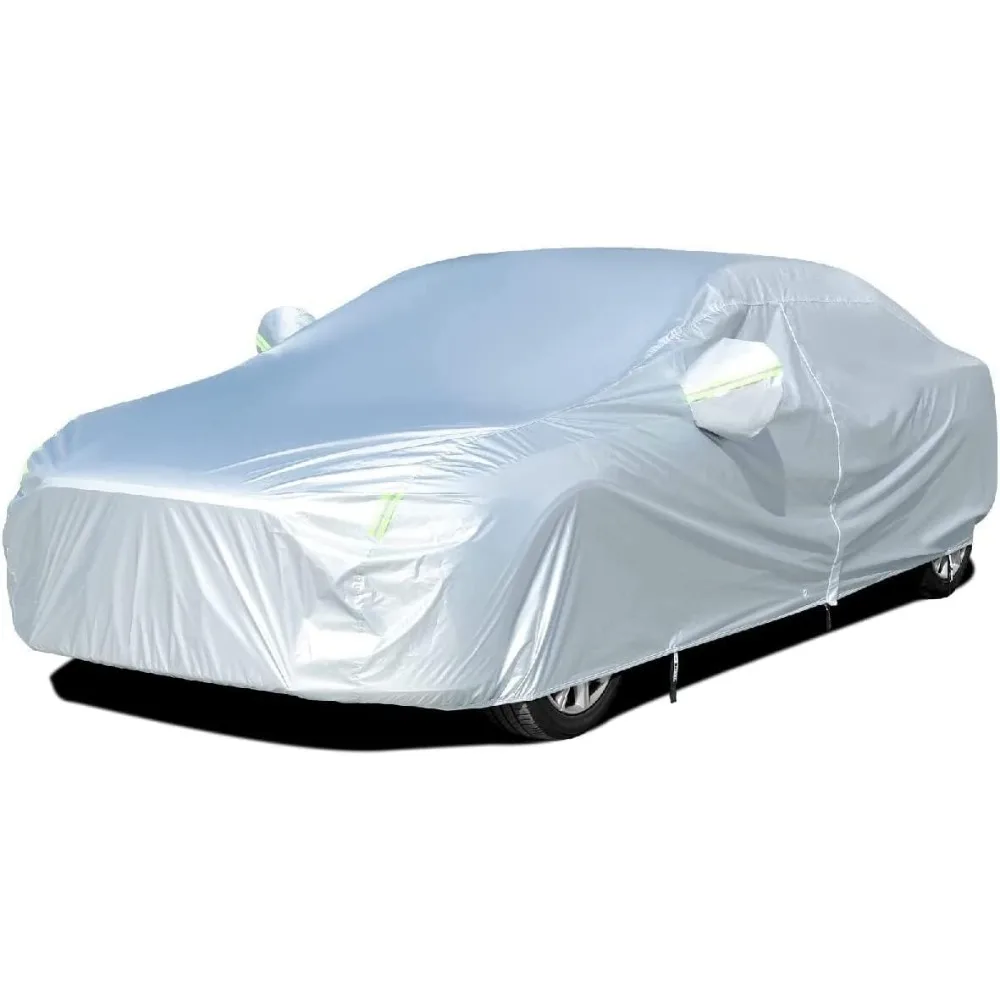 

Lightweight Waterproof Windproof Car Cover with Zipper and Lock for All Weather Sedan 170-190 Inches