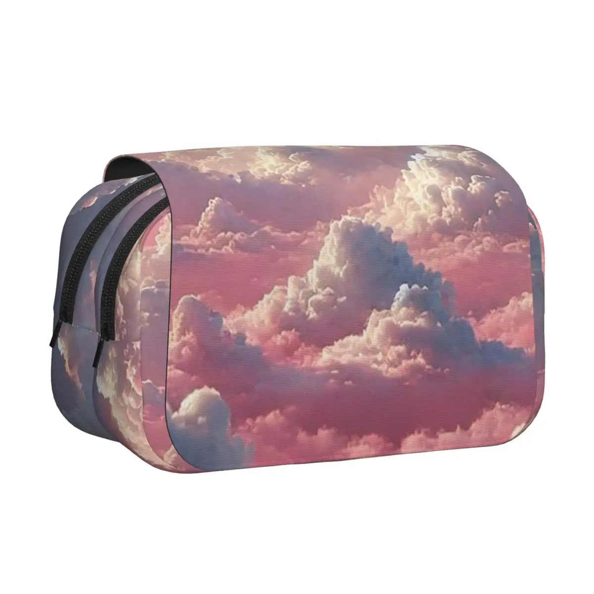 Pink Clouds Sky Large Sunset Glow Pencil Cases Pen Holder Hard Shell Leather Big Capacity Pen Box Pencil Bag for Kids School