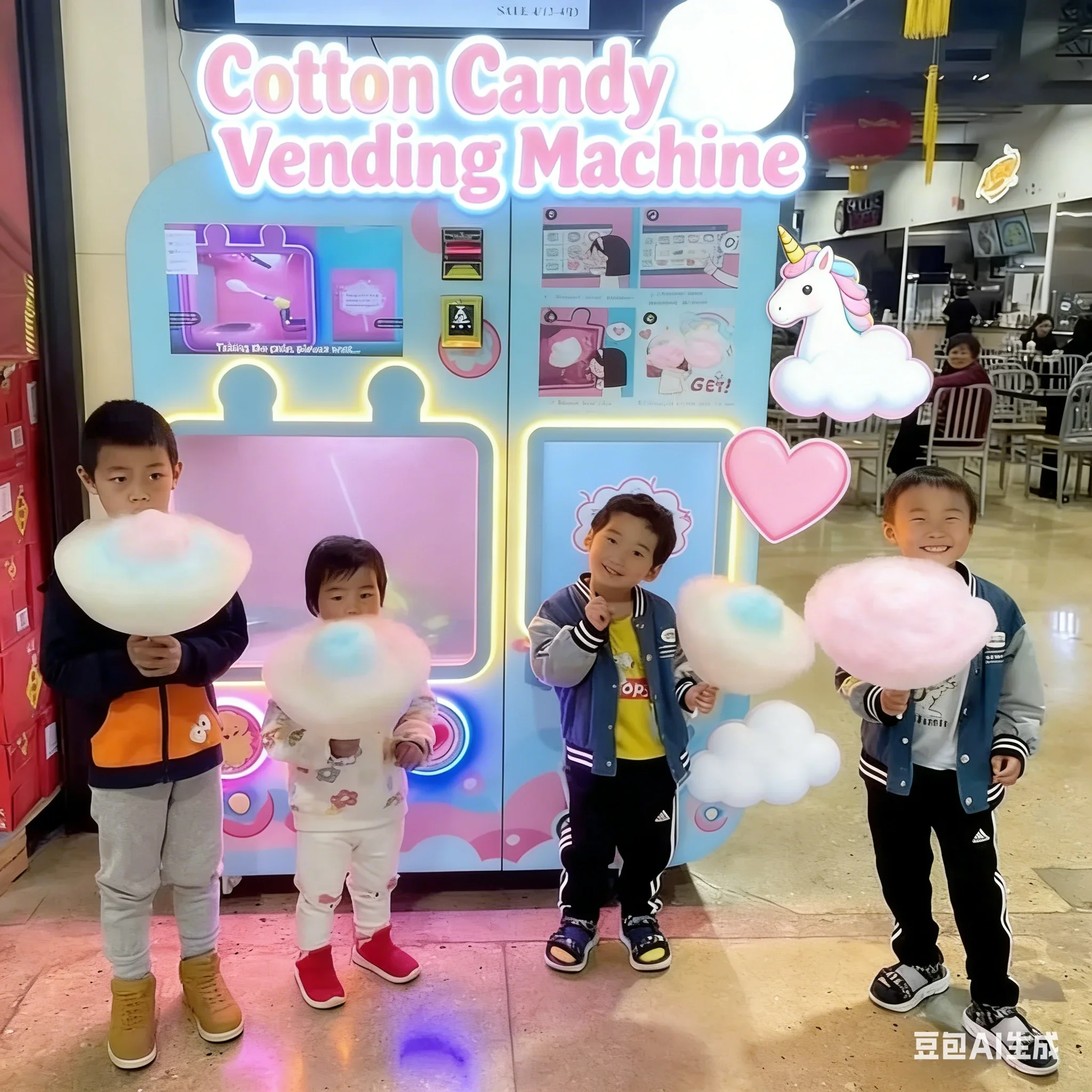 Customized Commercial Candy Floss Vending Machine Fully Automatic Electric Cotton Candy Maker With Adjustable Flower Cotton Cand