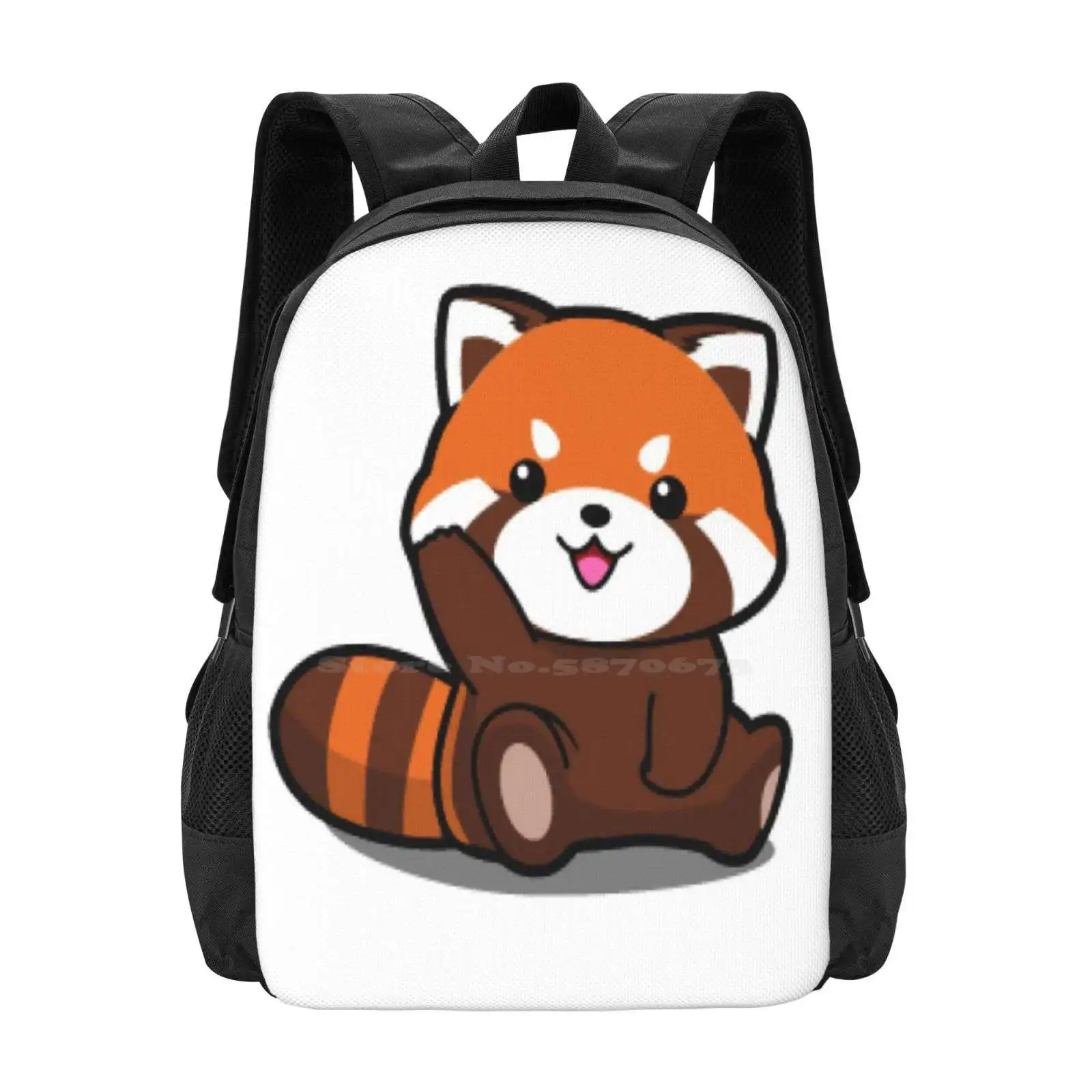 Red Cute Panda. School Bags Travel Laptop Backpack Teens Teenager Young Trendy Fashion Red Panda Rouge Petit Little Mignon Cute