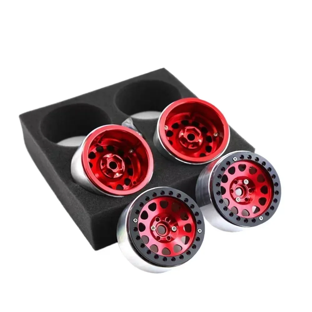 4pcs 2.2 Inch Aluminum Alloy Beadlock Wheel Rim Hub Suit for 1:10 RC Crawler Axial SCX10 SCX10 II TRX4 RC4WD D90