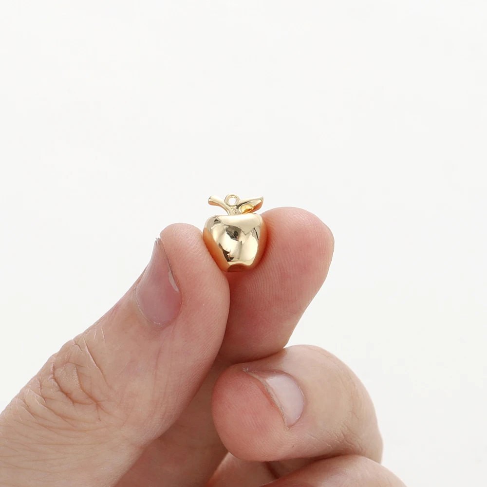 2/4/6Pcs/Lot 8*10mm 18K Gold Color Plated Brass Solid Apple Pendants for DIY Necklace Earrings Jewelry Making Accessories