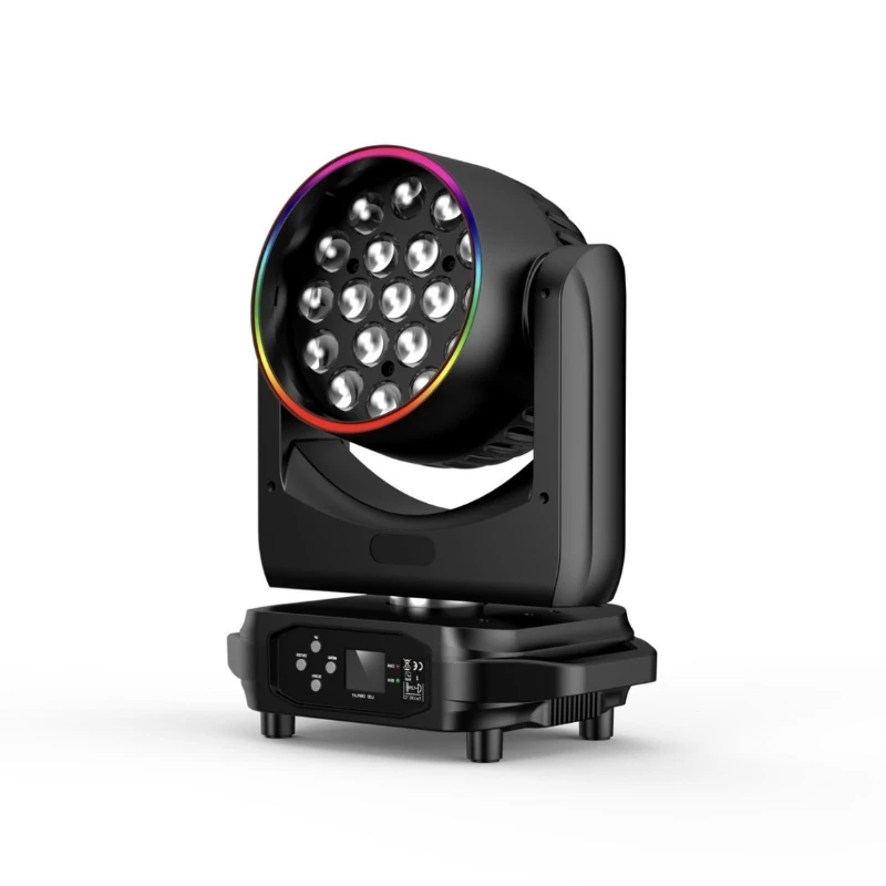New 19 with aperture focusing and dyeing shaking head light color circle control rotating voice control stage light